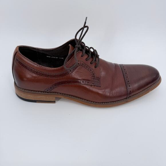 Stacy Adams Dickinson Mens Leather Shoes CapToe Oxford Cognac 10.5M 25066-221 main image 10